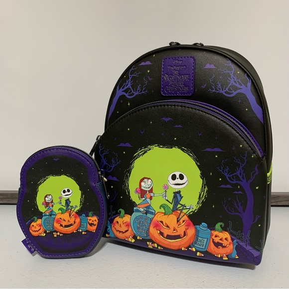 Loungefly Nightmare Before Christmas Jack & Sally Mini Backpack & Coin Purse - Picture 14 of 14